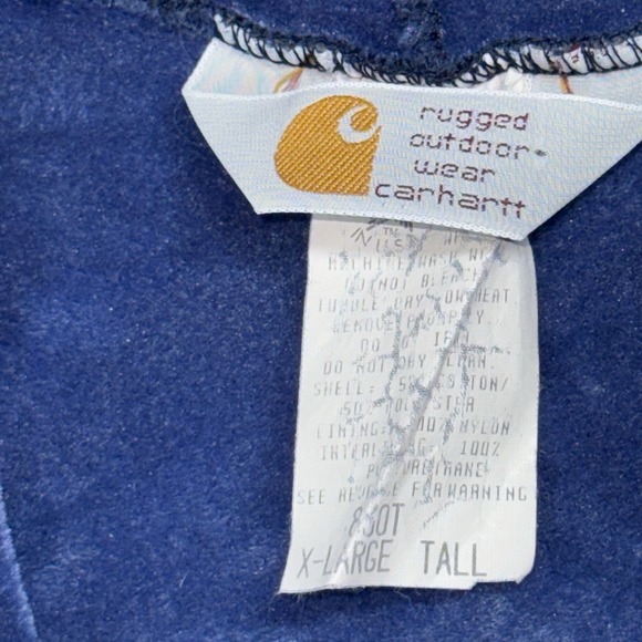 Vintage Carhartt Hoodie Women's XLT Extra Large Blue Full Zip Fleece Lined - Picture 4 of 9